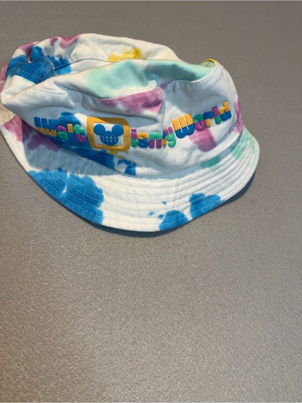 Disney Kids Tie-Dye Bucket Hat - White with Blue, Pink & Yellow Accents